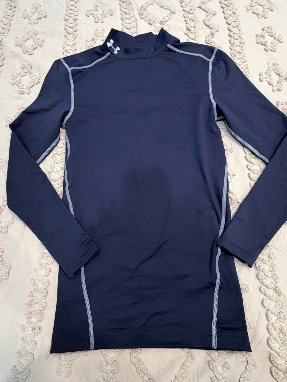 Under Armour Navy Long Sleeve Compression Top with Light Gray Trim